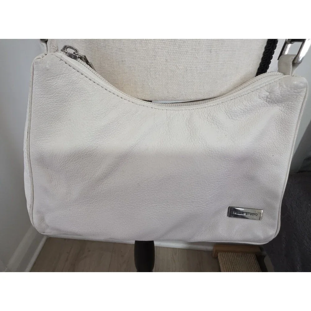 Vintage Wilson White Leather Pelle Studio Small Crossbody Shoulder Bag Chain GuC